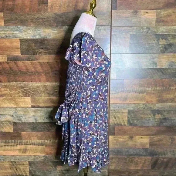 Band of the Free Coraline Purple Floral Crossover Mini Dress. Size Medium. NWT! - Picture 3 of 13